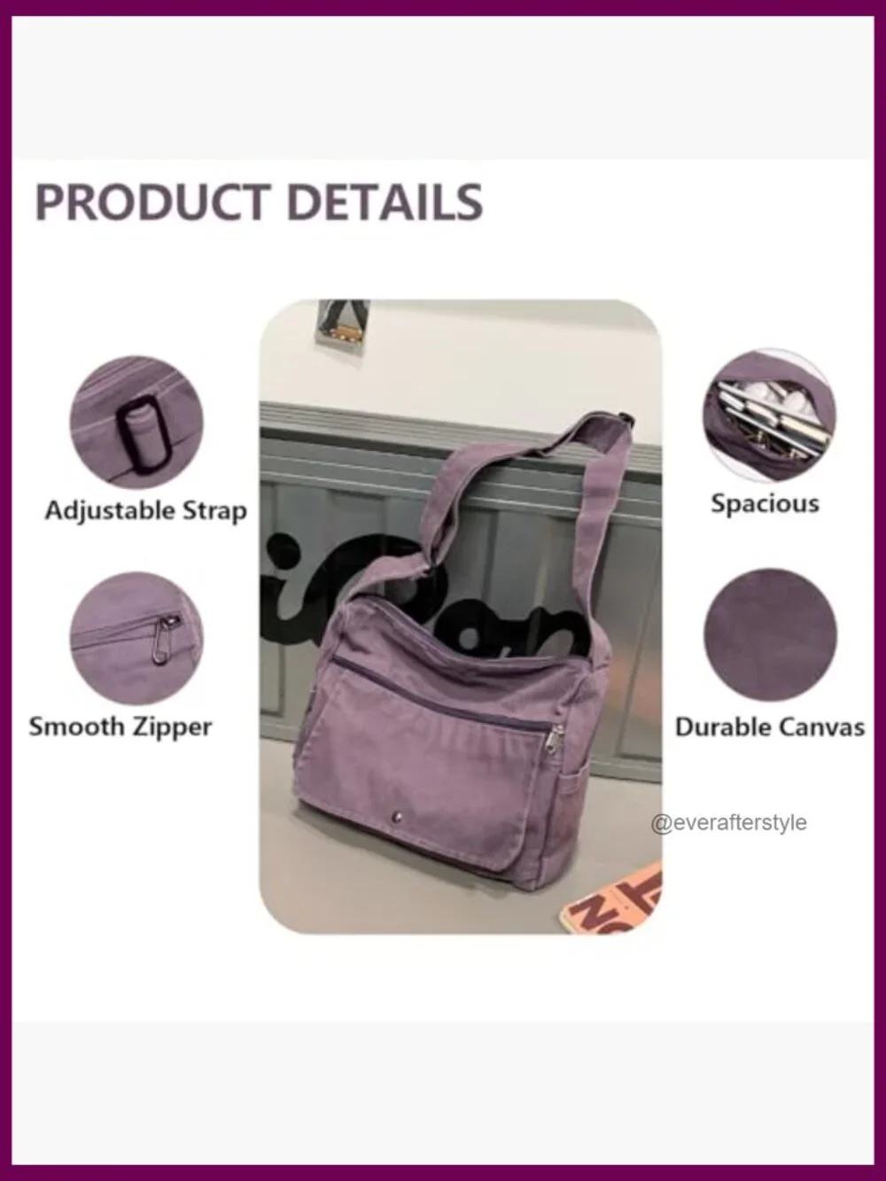 Canvas Messenger Bag with Multiple Pockets Crossbody Tote